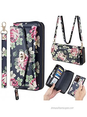 AIFENGCASE Compatible with Samsung Galaxy S21 Crossbody Chain Shoulder Strap Zipper Wallet Case Leather Bag Clutch Handbag Magnetic Detachable Case for Women,BF