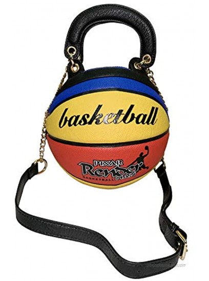 Basketball Shaped Handbags Purse Tote Round Shoulder Messenger Cross Body PU Leather Cute Bag Adjustable Strap for Women Girls YellowMul