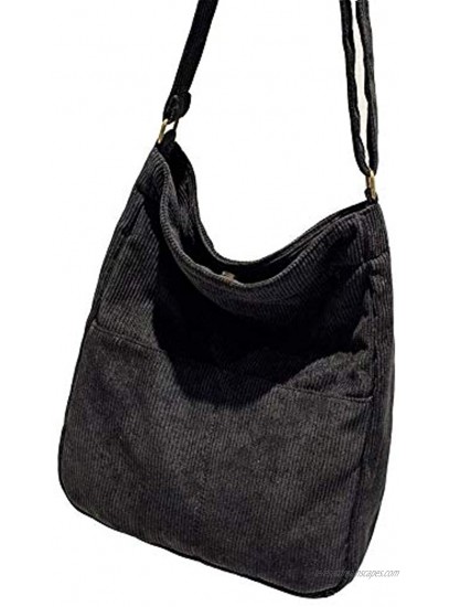 BOBILIKE Women Shoulder Bags Corduroy Crossbody Bag Handbag Purse Schoolbag