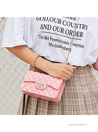 Candy Color Quilted Jelly Handbag Crossbody Bag or Shoulder Bag for Women or Teens