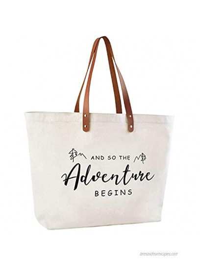Caraknots Bridal Shower Gifts for Bride Bag Bride Gifts And so the Adventure Begins Wedding Bachelorette Engagement Graduation Gifts Wedding Gifts for Bride Tote with Zipper Pocket Canvas
