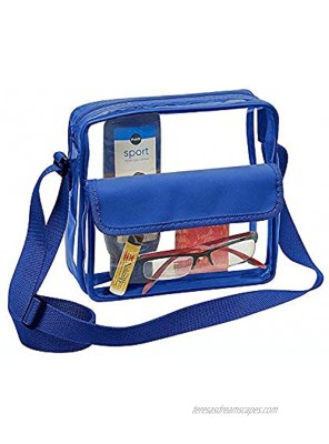 Clear Crossbody Messenger Shoulder Bag with Adjustable Strap Stadium Approved Transparent Purse Royal Blue