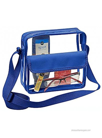 Clear Crossbody Messenger Shoulder Bag with Adjustable Strap Stadium Approved Transparent Purse Royal Blue