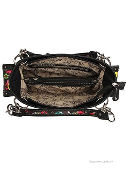 Colorful Owl Western Summer Fashion Purse Concealed Carry Handbags Women Country Shoulder Bag Wallet Set Black Set