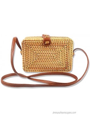DODOPEN Straw Bags For Women 100% Natural Handmade Rattan Bags Natural Shoulder Leather Straps Natural Chic