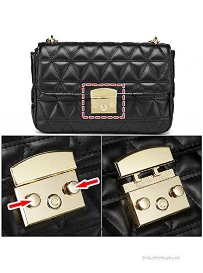 Duomier Quilted Crossbody Bag for Women Medium With Chain Quilted Purses Shoulder Handbags Bag Faux Leather
