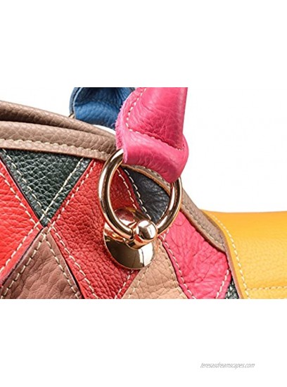 Heshe Womens Multi-color Leather Shoulder Bag Hobo Tote Handbag Cross Body Purse