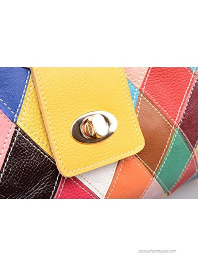 Heshe Womens Multi-color Leather Shoulder Bag Hobo Tote Handbag Cross Body Purse