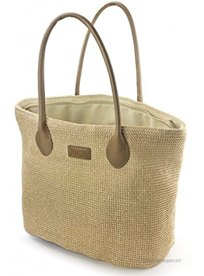 Hoxis Weekender Lightweight Synthetic Straw Shopper Tote Womens Shoulder Handbag