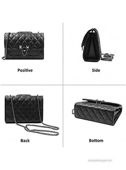 Intrbleu Purses and Handbags for Women Small Quilted Shoulder Bags Faux Leather Crossbody Bags for Women with Metal Strap