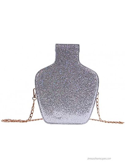 Lanpet Women Sequins Cross Body Bag Bottle Shaped Evening Chain Strap Shoulder Bag