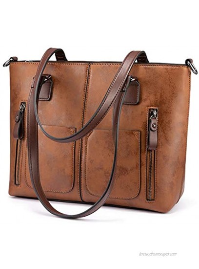 Large Shoulder Bag for Women Faux Leather Purse with Multi-Pockets Designer Handbags