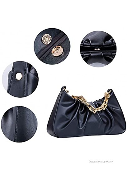 LEEFE Shoulder Bag for Women Classic Shoulder Handbags Shoulder Purse PU Small Shoulder Bag Black