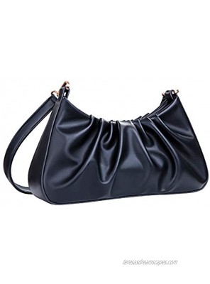 LEEFE Shoulder Bag for Women Classic Shoulder Handbags Shoulder Purse PU Small Shoulder Bag Black