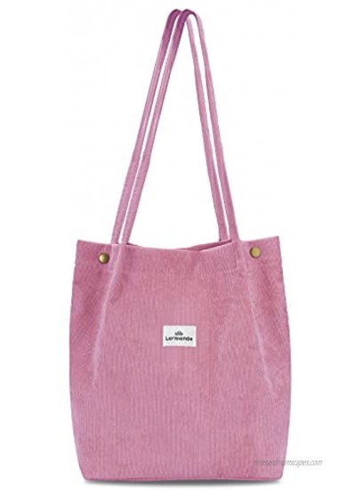 Lermende Women's Corduroy Tote Bag For Working Shopping and Traveling Cloth Shoulder Handbag for Women Girls