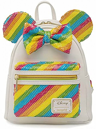 Loungefly Disney Minnie Mouse Sequin Rainbow Womens Double Strap Shoulder Bag Purse