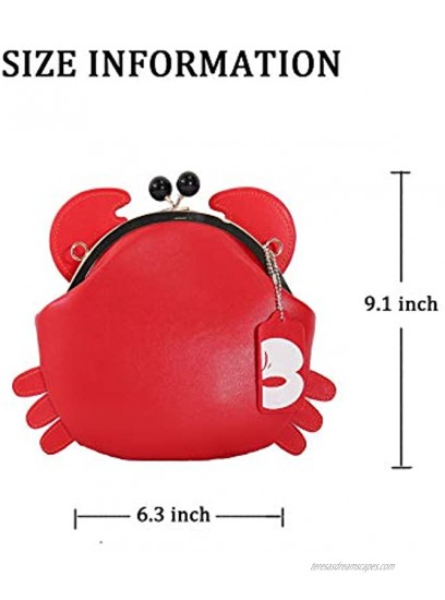 Magicor Cute Crab Crossbody Shoulder Bag Clasp Closure PU Leather Handbag Purse For Women Girl