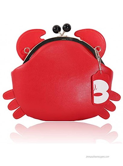Magicor Cute Crab Crossbody Shoulder Bag Clasp Closure PU Leather Handbag Purse For Women Girl