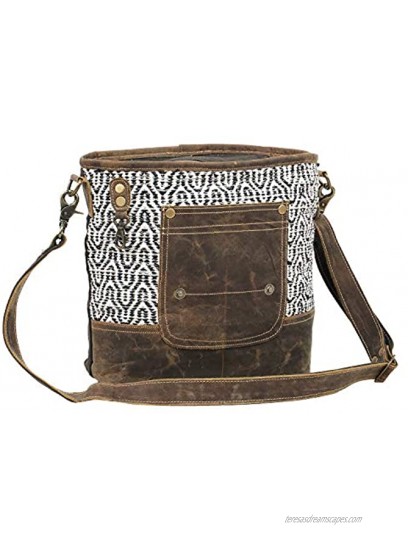 Myra Bag Burnt Sienna Upcycled Canvas Cotton & Leather Shoulder Bag S-1543