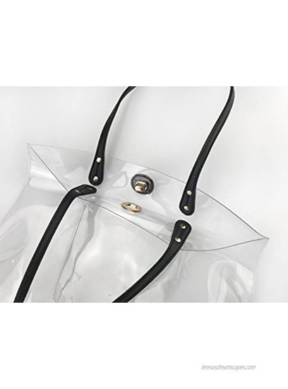 PVC Clear Women’s Tote With Striped Zipper Clutch Weekender Shoulder Handbag