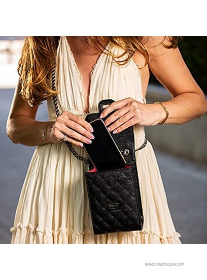 Small Black Quilted Crossbody Purse Bag For Women Vegan Leather Shoulder Bag Cell Phone Purse