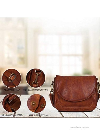 Small Vintage Look Genuine Leather Shoulder Crossbody Purse Crossover Bag for Women