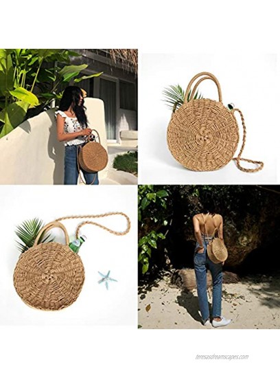 Straw Crossbody Bag Women Weave Shoulder Bag Round Summer Beach Purse and Handbags