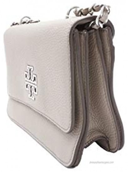 Tory Burch 73505 French Grey Silver Hardware Women's Britten Small Adjustable Shoulder Bag