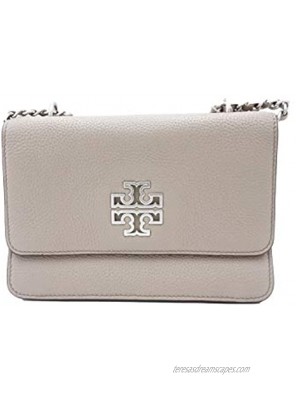 Tory Burch 73505 French Grey Silver Hardware Women's Britten Small Adjustable Shoulder Bag