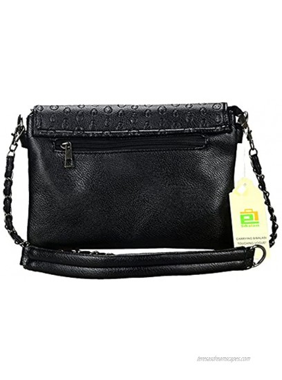 Women Skull Purse Rivet Handbags Functional Multi Pockets Black Crossbody Bag Multi Layers Shoulder bag-Sibalasi