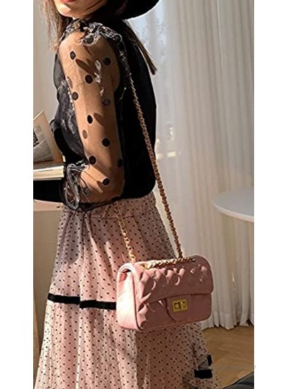 Women's Quilted Shoulder Bag | Chain Link Strap Clutch Purse | Crossbody Mini Messenger Handbag