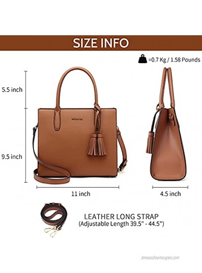 BOSTANTEN Satchel Handbags for Women Designer Leather Tote Purses Ladies Top Handle Crossbody Bags with Tassel
