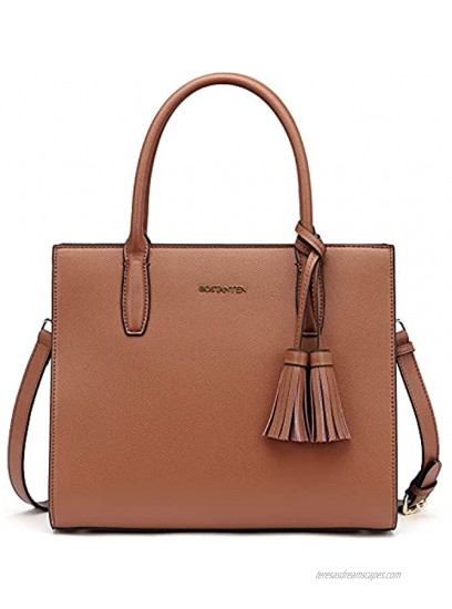 BOSTANTEN Satchel Handbags for Women Designer Leather Tote Purses Ladies Top Handle Crossbody Bags with Tassel