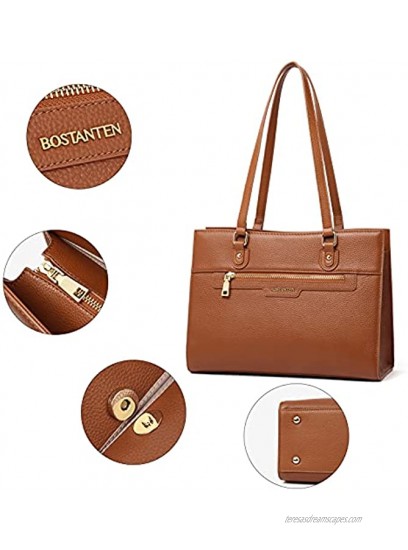 BOSTANTEN Women Leather Handbags Designer Satchel Purses Work Top Handle Shoulder Tote Bag for Travel Daily