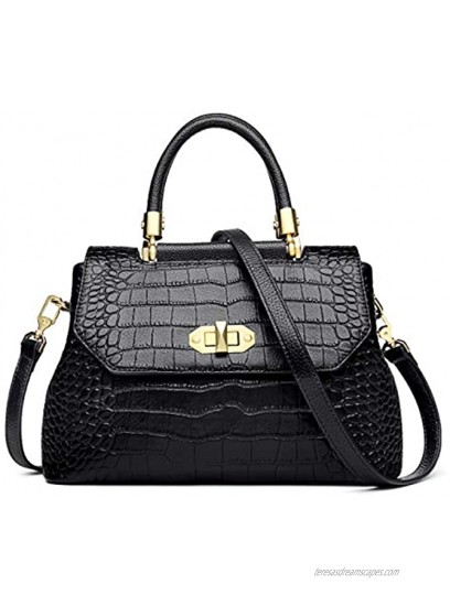 Cowhide Leather Handbags for Women Top-handle Purses Ladies Satchel Shoulder Handbags