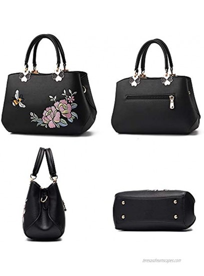 ELDA Small Satchel Bags For Women Crossbody Embroidery Top Handle Handbags Ladies Shoulder Purse