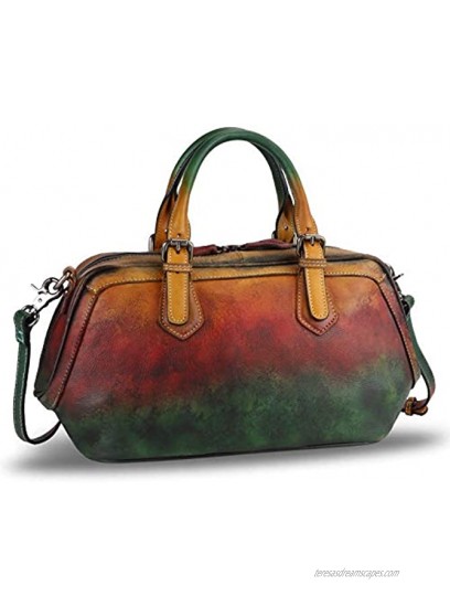 Genuine Leather Satchel Top Handle Handbag Purse for Women Handmade Retro Designer Large Capacity Crossbody Bag