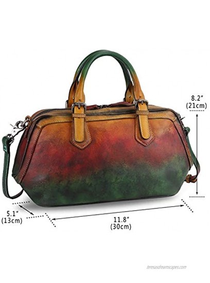 Genuine Leather Satchel Top Handle Handbag Purse for Women Handmade Retro Designer Large Capacity Crossbody Bag