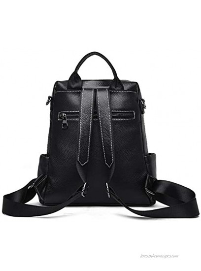 Genuine Leather Small Womens Backpack Purse for Women Black Convertible Shoulder Handbag Travel Bag Satchel Rucksack Ladies Sling Bag A Genuine Leather Black
