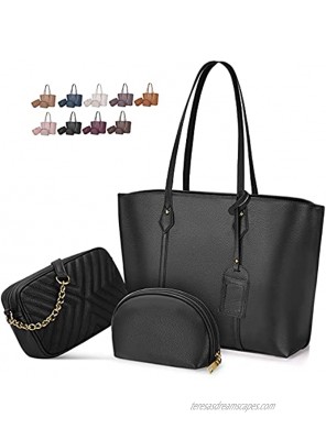 Handbags for Women Tote Bag Leather Shoulder Bag Fashion Top Handles Satchel Purse Set 3pcs
