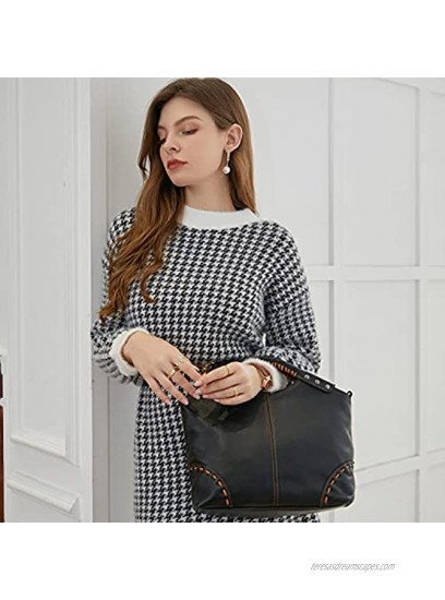 Heshe Womens Genuine Leather Vintage Shoulder Handbags Crossbody Bag Satchel Purse
