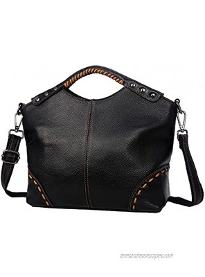 Heshe Womens Genuine Leather Vintage Shoulder Handbags Crossbody Bag Satchel Purse