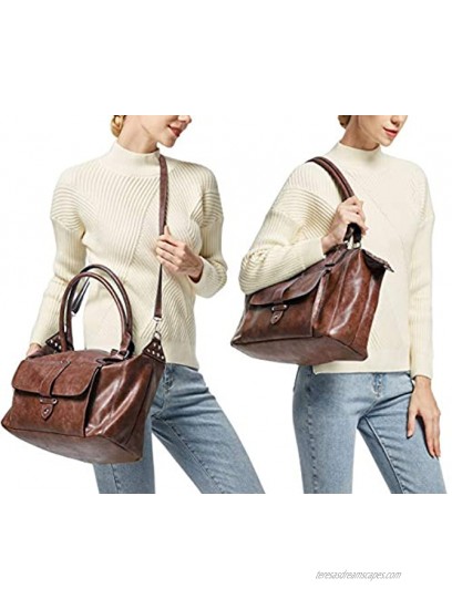 Nico Louise Large Shoulder Handbags Vegan Leather Satchel Purses and Vintage Crossbody Bags for Women