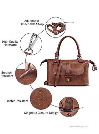 Nico Louise Large Shoulder Handbags Vegan Leather Satchel Purses and Vintage Crossbody Bags for Women