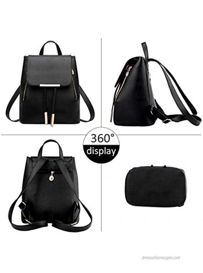Pahajim Womens Bag Backpack Purse PU Leather Zipper Bags Fashion Casual Rucksack Satchel and handbag…