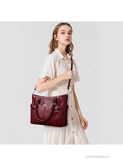 S-ZONE Women Satchel Vegan Leather Handbags Large Top Handle Crossbody Bag Shoulder Work Tote