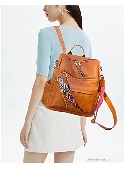 Women Backpack Purse Vintage Rucksack Convertible Shoulder Bag Travel Daypack Brown