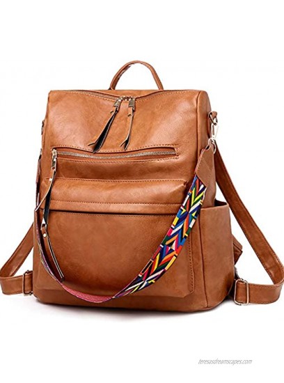 Women Backpack Purse Vintage Rucksack Convertible Shoulder Bag Travel Daypack Brown