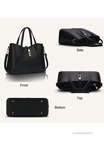 Women Fashion Synthetic Leather Handbags+Shoulder Bag+Purse+Card Holder 4pcs Set Tote