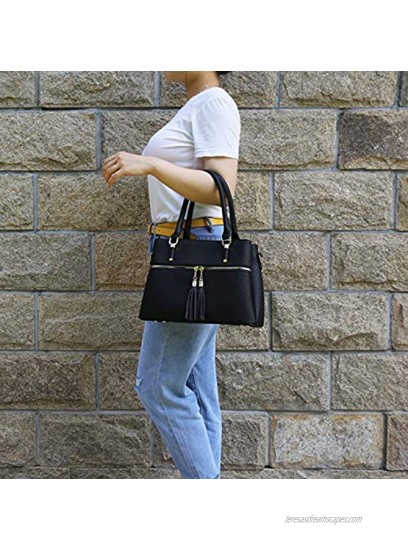 Women Satchel Bags Handle Shoulder Handbags and Purses Pockets Zipper Leather Crossbody Bags …